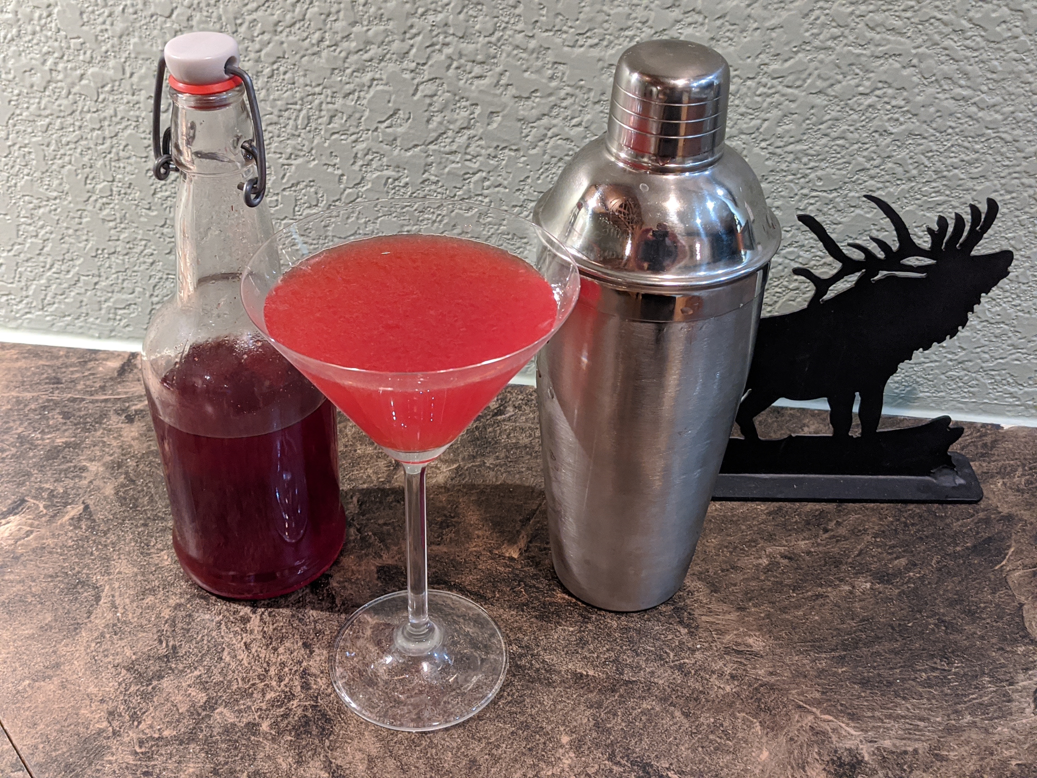 A Serviceberry and lemon vodka martini.