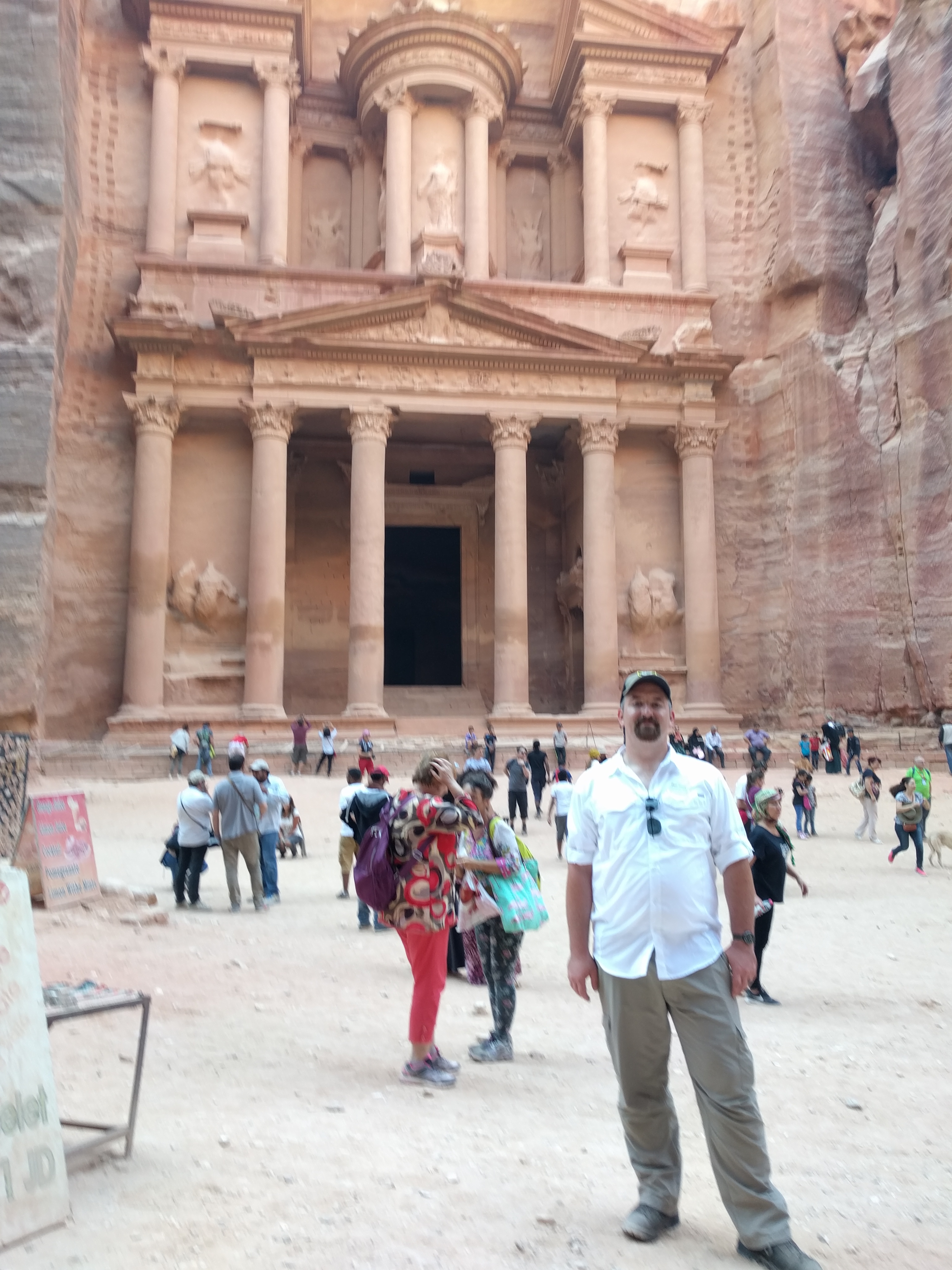 Me wearing the Eddie Bauer Travex pants in Jordan outside of the not so lost city of Petra.