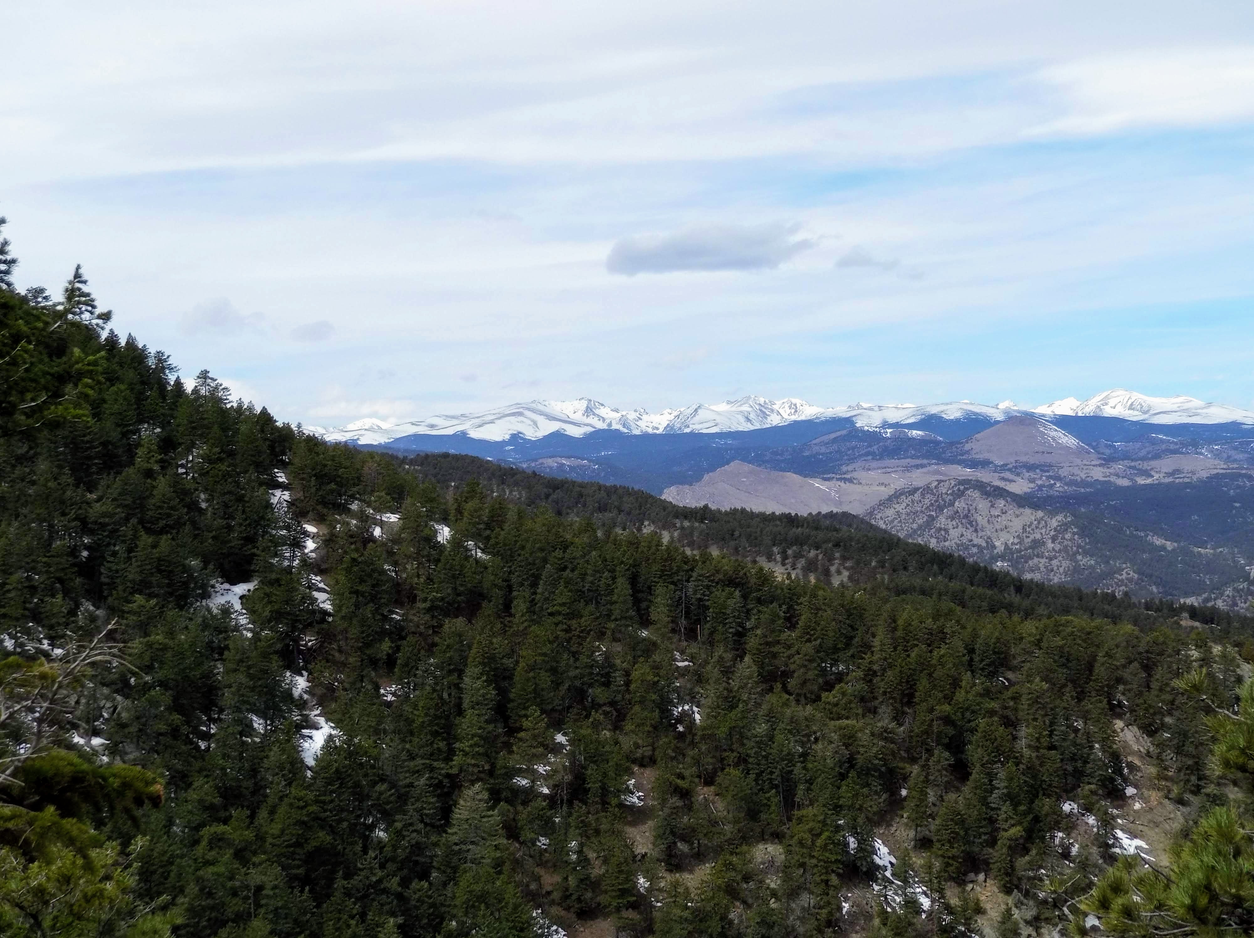 Looking back on the Continental Divide from the Flatirons
