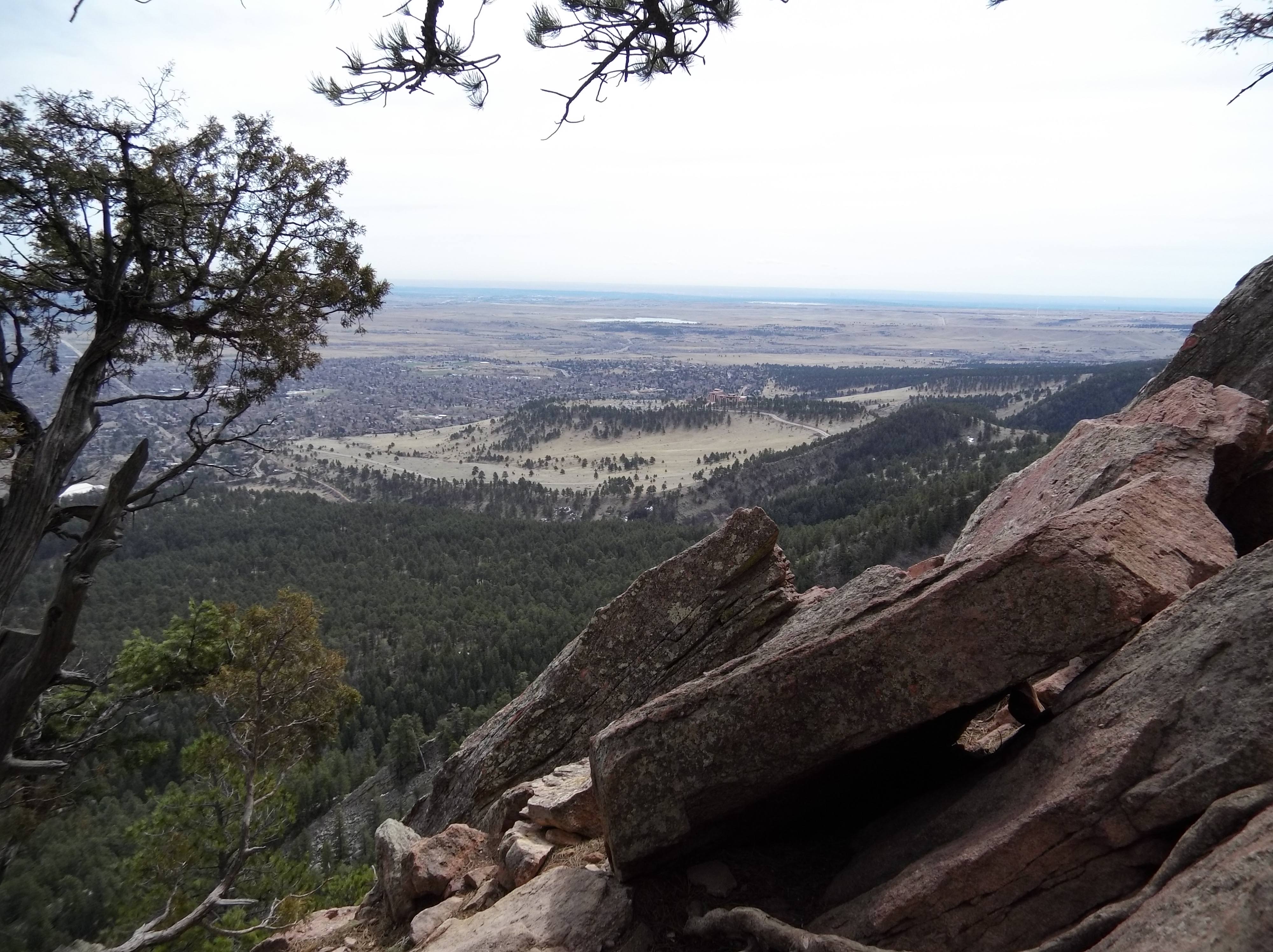 Looking down on Boulder from Flatirons 1 and 2.