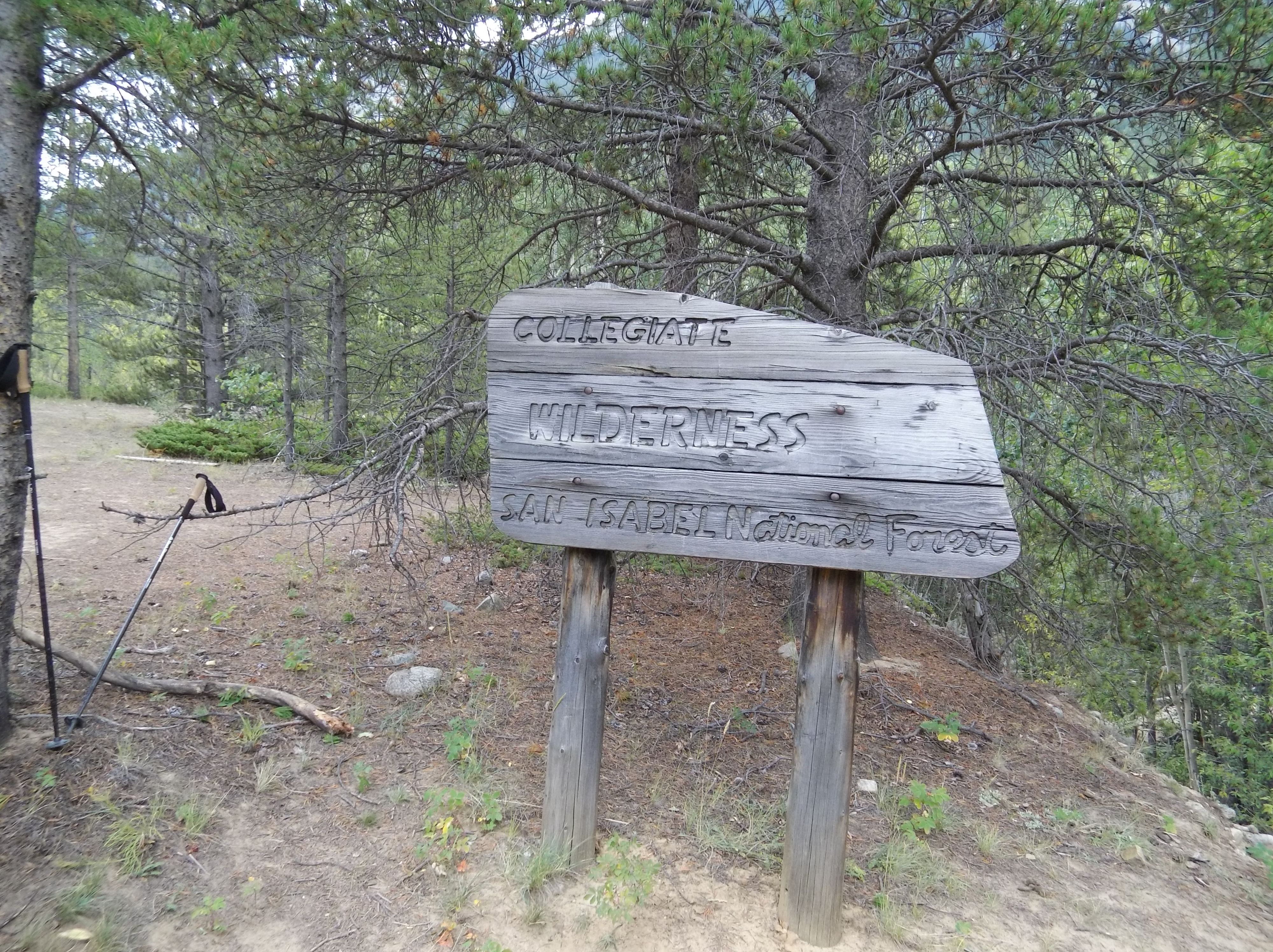 A sign notifying visitors they are entering the wilderness.  We came here to hunt ptarmigan and blue grouse.