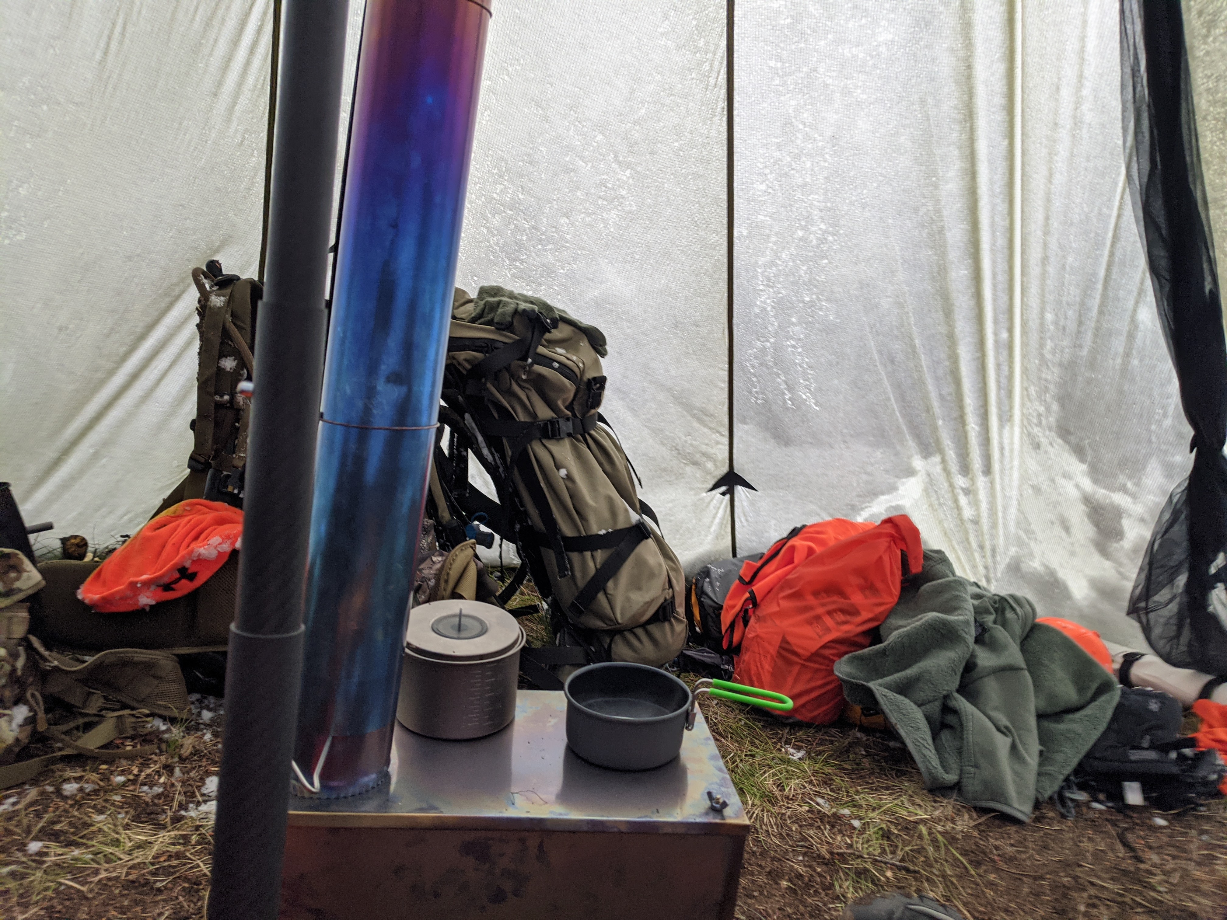 The stove is the center point of any hot tent setup, especially so in the SeekOutside Tipi.