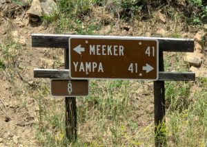 The half way point on the Flat Tops Scenic Byway.